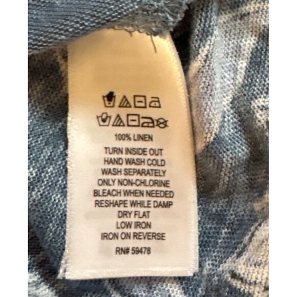 Joie Womens Top Med Blue Floral 100% Linen Cap Sleeve Asymmetric Hem Blouse - Picture 4 of 6